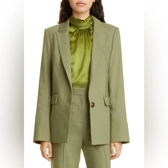 Veronica Beard Army Green "Sevi" single-breasted dickey jacket NWT 12 - Picture 3 of 14